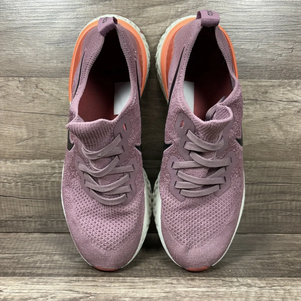 Nike Epic React Flyknit 2 Pink Purple Womens Size 9.5 BQ8927-500 Running Shoes